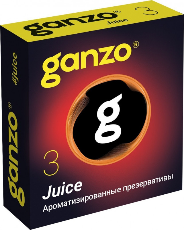 ПРЕЗЕРВАТИВЫ GANZO JUICE №3 BLACK EDITION (Ароматизированные: ваниль, ежевика, тутти-фрутти)