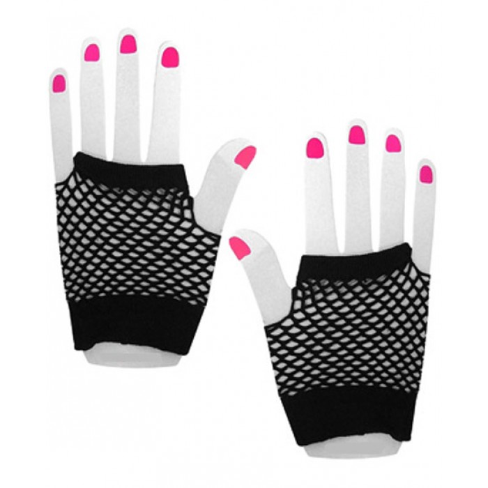 Перчатки короткие в сеточку, черные AK7140